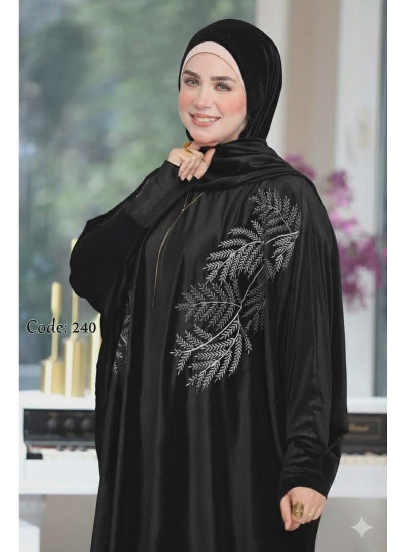 Women's prayer robe – distinctive and elegant embroidery – black - Image 4